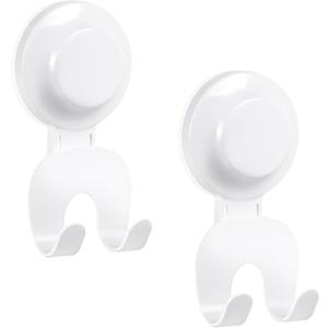 VIS'V Suction Cup Razor Holder, Shower Suction Razor Hooks for His and Hers, Removable and Reusable, White, 2 Pcs