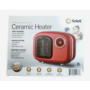 SOLEIL Indoor Personal Ceramic Mini Heater 250W Small Space White Blue or Red