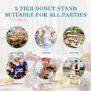 4 Tier Rotatable Donut Stand with 22 Pegs, Acrylic Dessert Table Display for Doughnuts, Bagels, Cupcakes, Donut Tower Stand for Birthday Wedding Party Baby Shower Christmas 9.84 x 16.93in