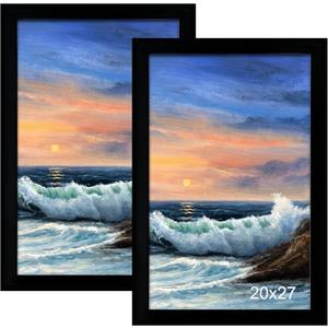 LUCKYLIFE 20x27 Picture Frame, Wall Hanging Puzzle Poster Frames, Display Pictures 20 x 27 without Mat, Pack of 2, Black