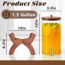 Glass Drink Dispenser,1.5 Gallon Beverage Dispenser with Stand,Lemonade Dispenser with Stainless Steel Faucet,Drink Dispensers for Parties, Bars and Home (Cross Stand)