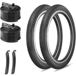 MOHEGIA Mountain Bike Tires 2-Pack - 20/24/26/27.5 Inch Folding MTB Tires and 2 Inner Tubes Schrader Valve & Tire Levers - Off-Road Bicycle Replacement Set