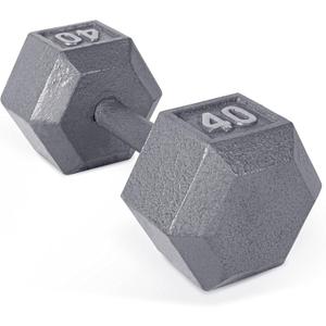 CAP Barbell Cast Iron Hex Dumbbell | Multiple Options (40 lb, Gray, Single)