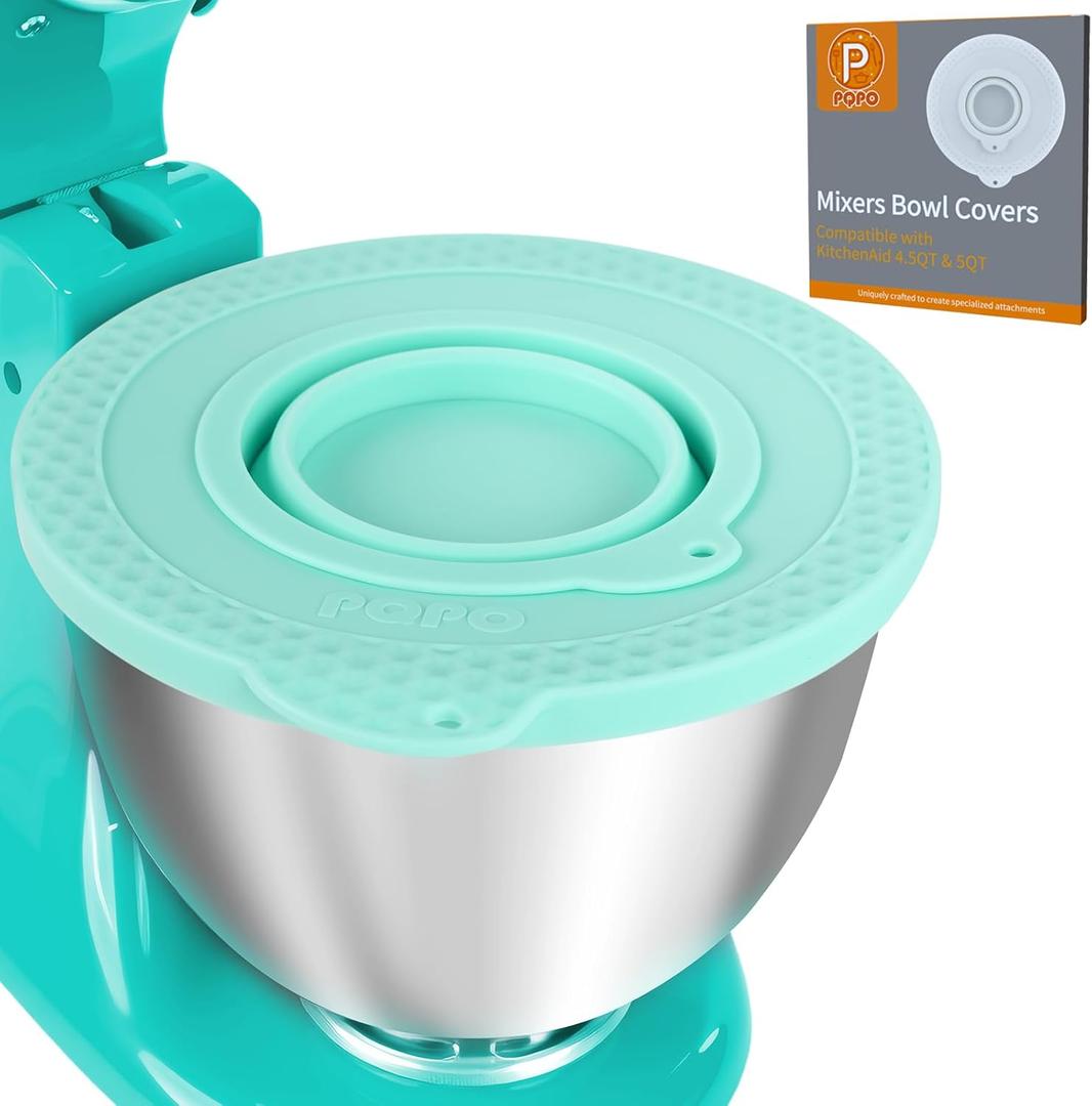 Silicone Mixers Bowl Cover Compatible with KitchenAid 4.5-5 Quart Tilt-Head Stand Mixers Bowl,with Collapsible Small Bowl(Green)