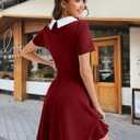 Bbonlinedress 1950s Vintage Dress for Women Retro Rockabilly Peter Pan Collar Short Sleeve Cocktail Party A Line Dresses (XXL)