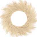 Hananona Artificial Pampas Grass Wreath, 26" Faux Pampas Grass Decor for Home Boho Fall Decoration Modern Christmas Decor (Beige, 1)