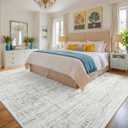 8x10 Area Rugs Washable Rug: Anti-Skid Abstract Modern Living Room Rug Soft Thin Carpets Indoor Floor Non-Shedding Carpet for Bedroom Dining Farmhouse Nursery Home Office (White Gray, 8'x10')