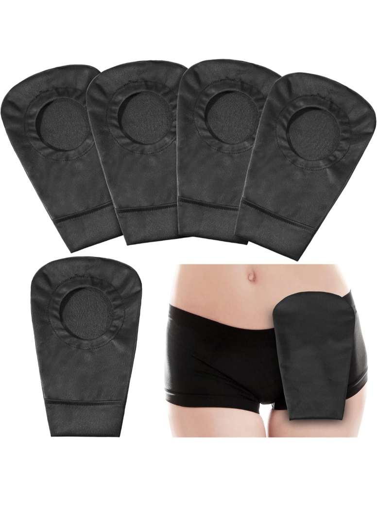 4 Pcs Black Ostomy Bag Cover Ostomy Pouch Cover Odor Control Stretchy Bag Washable Pouch Liner for Women Men Lightweight Care Protector Protective(2.8 Inch Diameter)