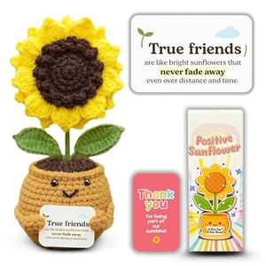 THEGIFTY Emotional Support Crochet Sunflower Doll – Handmade Friendship Gift for Women – Long Distance Friend with Affirmation Message, Birthday Gifts for Friends, Graduation Gifts for Bestie