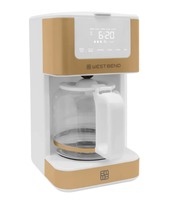 Westbend Timeless 12 Cup Programmable Iced and Hot Coffee Maker (White Gold)