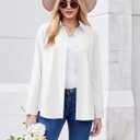 ZEAGOO Button Down Shirt for Women Long Sleeve Blouses Floral Printed Tops Business Casual Work Outfits (White, L)