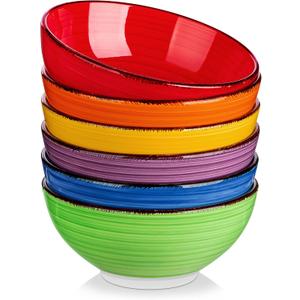vancasso Bonita Cereal Bowls Set of 6-27 Oz Ceramic Soup Bowls, Microwave & Dishwasher Safe, 6 Inch Colorful Serving Bowls for Kitchen