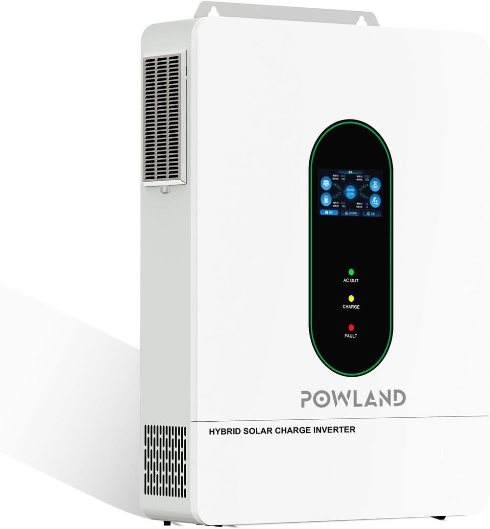 POWLAND 12000W Solar Hybrid Inverter 48V DC to 120V-240V AC Single Phase Split Phase Power Inverter,Built in 200A MPPT Charge Controller,Solar Inverter Work with 48V LiFePO4/Lead Acid, UL1741