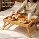2 x Fibogollo 2 Pack Bamboo Bed Tray Table with Folding Legs,Breakfast Trays,Serving Tray for Food and Snack,Laptop Trays for Working(Natural)