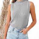 Saodimallsu Womens Ribbed Tank Tops High Neck 2026 Summer Sleeveless Mock Neck Casual Slimming Knit Sweater Vests (Gray, XL)