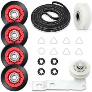 4392067 Dryer Repair Kit and W10837240 Dryer Idler Pulley For Maytag Bravos xl Kenmore Elite Whirlpool Duet Dryer Parts, Includes WPW10314173 Drum Roller, 279640 Idler Pulley, 661570v Dryer Belt