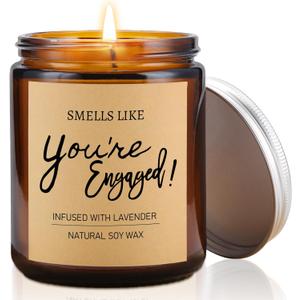 Engagement Gifts for Couples - Engagement Gifts for Women, Her, Bride to Be Wedding Fiance Gift for Women, 7oz Soy Wax Lavender Engaged Candle, Engagements Party Decorations Gift