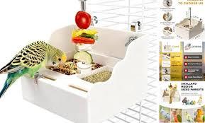 WQY Groceryshop No Mess Bird Feeder for Cage, 3 in 1 Parrot Cage Feeder and Food Bowl with Fruit Vegetable Holder, Bird Bath for Cage, Perfect for Small and Medium Parrots, Conures, Parakeet