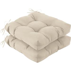 IASEAHK Outdoor Chair Cushions Set of 2, 19" x 19" x 5", Waterproof Outdoor Seat Cushions for Patio Furniture, Fade-Resistant Patio Chair Cushion, Dining Wicker Chair Pads for Porch Garden, Beige