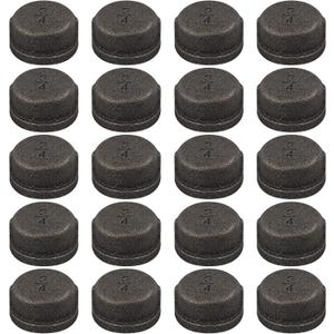 20 Pack 3/4 inches Cap Malleable Cast Iron Pipe, Industrial Pipe for Threaded Black Pipes and Fittings, DIY Steampunk Industrial Vintage Style.