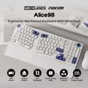 MechLands Feker Alice98 Ergonomic 98 Keys Custom Mechanical Keyboard, VIA Programmable, USB-C Wired Gaming Keyboard, Hot Swappable, 5 Layer Paddings, Control Knob, NKRO, RGB for Win/Mac (White)