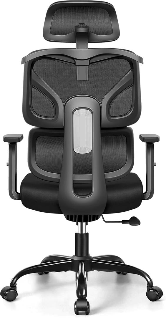 Office Chair Ergonomic Desk Chair, High Back Gaming Chair, Big and Tall Reclining Comfy Home Office Desk Chair Breathable Mesh Lumbar Support Computer Chair Adjustable Arms, 3D Headrest (Black)