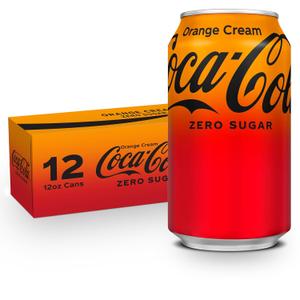 Coca-Cola Zero Sugar Orange Cream Soda Soft Drink, Fridge Pack Cans, 12 fl oz, 12 Pack, BBD: Feb 16/26