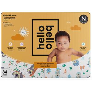 Hello Bello Diapers, Size Newborn (NB, Up to 10 lbs), 84 Count of Premium Disposable Baby Diapers in Woodland Animals and Koala Kids Designs, Hypoallergenic with Soft, Cloth-Like Feel