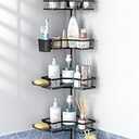 Corner Shower Caddy Tension Pole: 4tier adjustable Rustproof Bathroom Organizer Shelves - Bathtub shampoo rack 43.5-120 inch