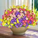 16 Bundles Artificial Flowers Outdoor, UV Resistant Fake Plants for Outsides Farmhouse Home Garden Office Patio Front Porch (3 Colors)