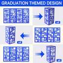 12 Pcs Graduation Table Centerpieces Boxes Class of 2026, Blue Graduation Paper Lanterns Boxes with String Lights Hollow Out for Congrats Grad School College Table Decorations Grad Party Photo Props