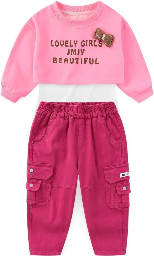 Peacolate 2-7T Spring Fall Summer Little Girls 3pcs Clothing Set White Tank Top Green T Shirt and Jeans for Kids Baby (5-6 Years)