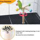Bird Stand Perch Toy, Interactive Spinning Parakeet Toys, Wooden Exercise Wheel Parrot Toy, Enrichment Cockatiel Toy for Birds Cage, Bird Cage Accessories Perch Toys for Budgies (Small)