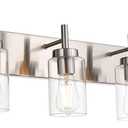 VINLUZ Bathroom Vanity Light Fixture Brushed Nickel with Clear Glass 6-Light Modern Wall Lighting Industrial Indoor Sconces Wall Mounted Lamp for Bedroom Kitchen (Patent No.: US D958,438 S)