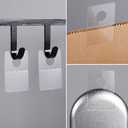 GSHLLO 200 Pcs 23 x 32mm Self Adhesive Hanging Tags Clear Sticky Display Tags Wall Hanging Sticky Tabs Round Hole Sticker Hang Tags Plastic Sticky Hangers for Store Retail