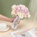 BENECREAT Bouquet Holder, 2 Inch Champagne Royal Satin Wedding Bridal Bouquet Handle Set with Rhinestones, Fresh Flower Artificial Flower Bouquet Holder, Cylinder Bouquet Decor