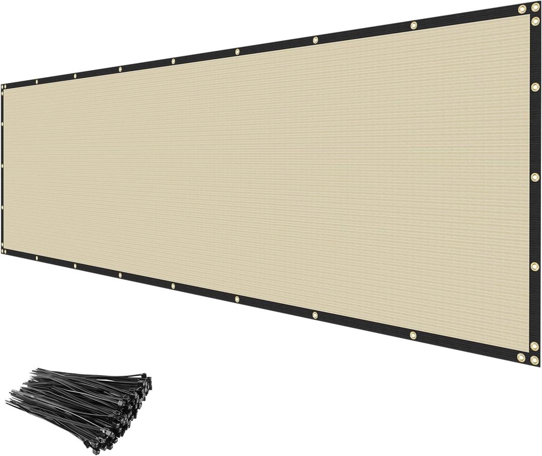 Privacy Fence Screen 4' x 50' Heavy Duty Fencing Cover Mesh Windscreen Cloth for Outdoor Garden Patio Backyard Chain Link Fence Beige