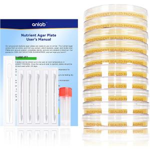 Nutrient Agar Petri Dishes Science Project Kit | Pre-Poured Agar Plates and Cotton Swabs for Science Experiments | Bacteria Science Kit - Sealed Separately (Items of 10)