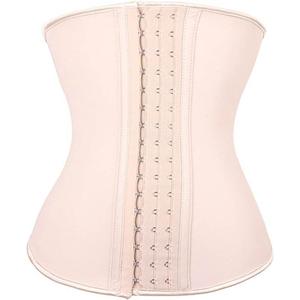 YIANNA Waist Trainer for Women Latex Underbust Waist Cincher Corset Sport Girdle Hourglass Body Shaper (Medium, Beige)