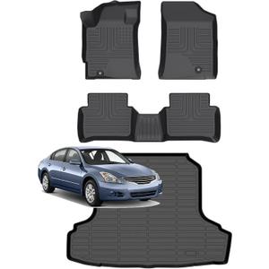 for Nissan Altima Floor Mats 2007 2008 2009 2010 2011 2012(Only for Sedan,4 Door,S | SL | SE | SR)(Not for Coupe), TPE Automotive All Weather Custom Car Floor Mats Cargo Liner Full Set Accessories