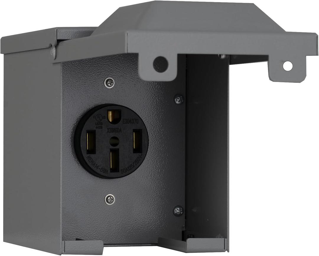 50 Amp RV Power Outlet Box,125/250 Volt NEMA 14-50 Outlet Box,UL Listed,Enclosed Lockable Weatherproof Rv Electrical Outlet Box,for RV Camper Trailer Motorhome
