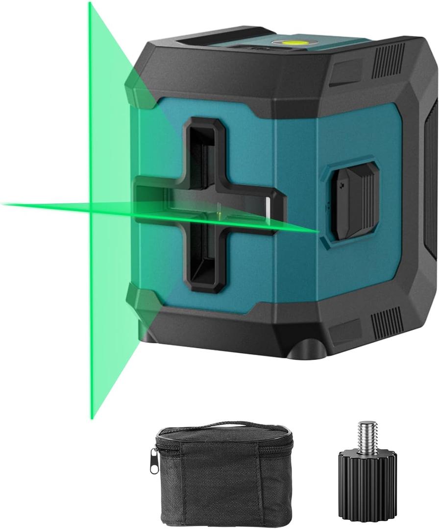 COYU Self-Leveling Cross Line Laser Level -Japanese Green Beam, 100ft Range, 360 Rotation, Carrying Pouch Included