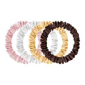 Mulberry Silk Scrunchies - Women's Hair Ties for Sleep, No Damage Curly Hair Elastics, Frizz & Breakage Free Ponytail Holders, 4 Pack (Pink/Ivory-4)