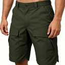 Men's Cargo Shorts, Waterproof Ripstop Stretch Tactical Shorts Casual Hiking Golf Outdoor Work Shorts with Pockets (No Belt) (Green, M)