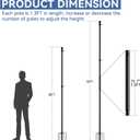 8 FT Tangle Free Flag Pole in Ground, Thickened Stainless Steel with 5 Prongs Base, Heavy Duty Flag Pole Holder, Flagpole Kit for Residential or Commercial (1 Pack, Black, Without Flag)