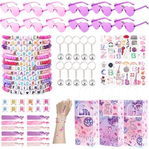 Vanblue 84 Pcs Friendship Popular Singer Party Favors Era Party Birthday Decorations Supplies Bulk Bracelet Disco Keychain Goodies Bags Stuffers Friendship Gifts for Fans Girls