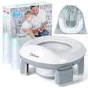 Orzbow Portable Potty Training Toilet, Travel Potty Seat for Toddler Boys Girls with Splash Guard, Potty Training Essentials, Foldable, Includes Free Travel Bag and 40 Liners, Indoor/Outdoor Use, Grey