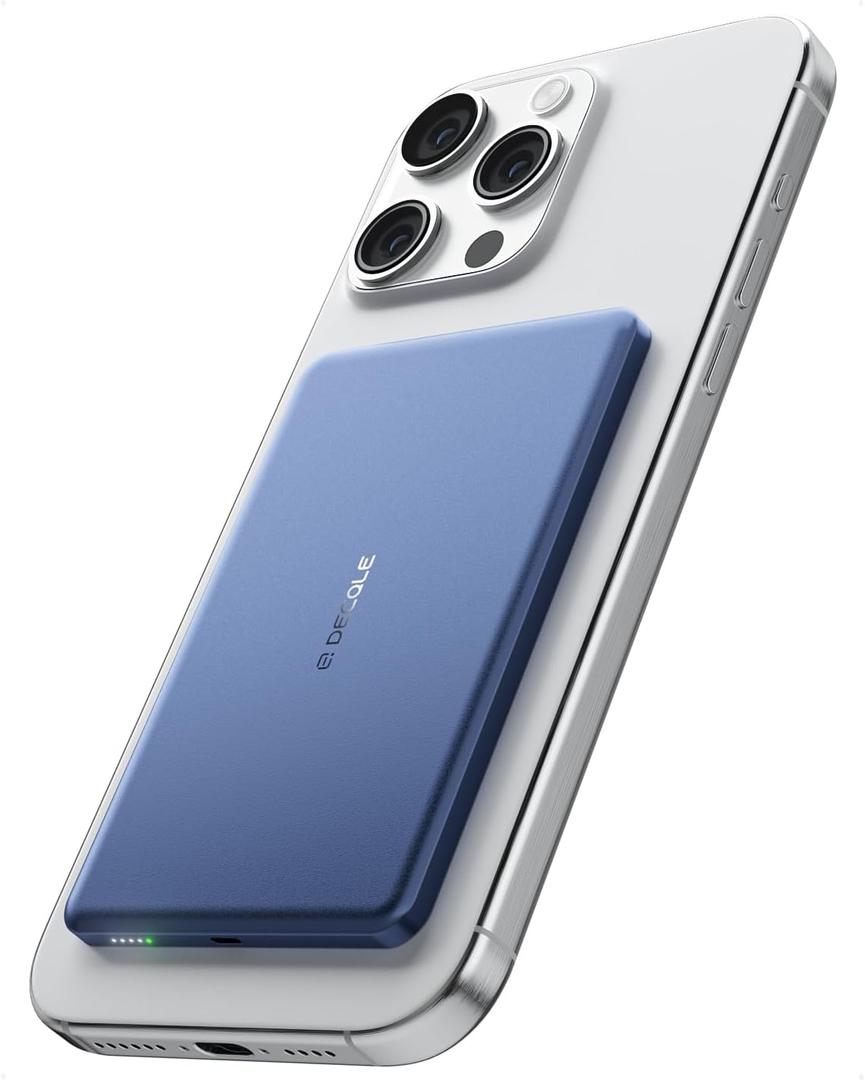 "Air" Powerbank for MagSafe 5000mAh, Ultra-thin Wireless Charger | Magnetic Wireless Portable Battery Charger Cases with USB-C Cable, Only for iPhone Air/17/16/15/14/13/12 Series (Blue)