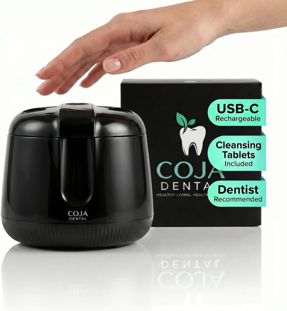 Cleansing Pod PRO + UV | Rechargeable Ultrasonic Retainer Cleaner Machine | 48kHz Ultrasonic Dental Pod for Mouthguard, Dentures & Aligners | 3 Cleaning Modes | Tablets Included
