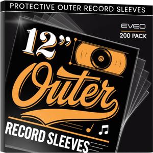EVEO 200 Vinyl Record Sleeves Outer  Crystal Clear Outer Vinyl Sleeves LP Album Covers 12.75"x12.75" | Perfect Fit Protective 3 Mil Protection for Single & Double LPs - Archival Standard